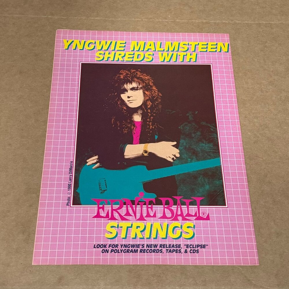Yngwie Malmsteen - Ernie Ball - 1990 Print Advertisement